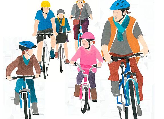 Radfahren Gruppe Illustration Radfahren Gruppe Illustration
